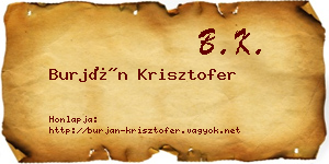 Burján Krisztofer névjegykártya