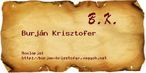 Burján Krisztofer névjegykártya